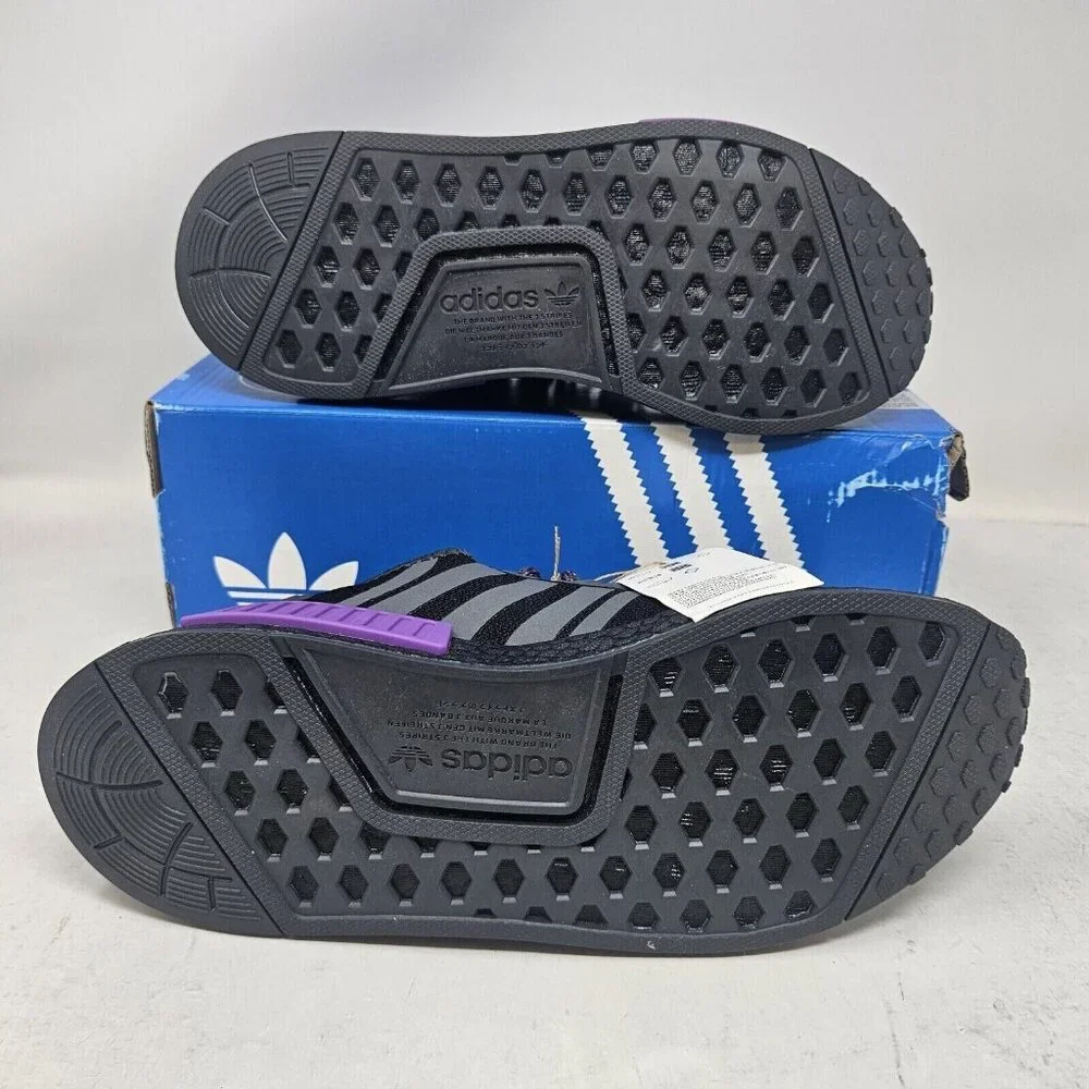 Adidas NMD_R1 Boost J 'Black/Purple' Athletic Shoe / GX5694 /Big Kids